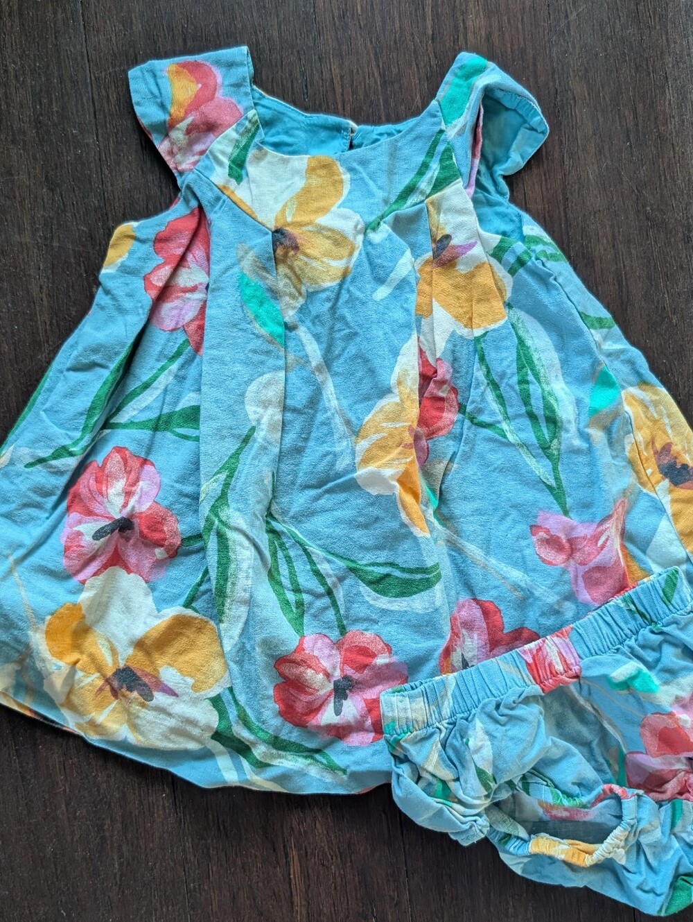 TEA Collection Blue Floral Swing Dress with Bloomers